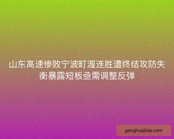 山东高速惨败宁波町渥连胜遭终结攻防失衡暴露短板亟需调整反弹