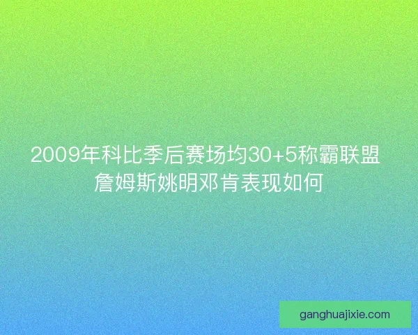 2009年科比季后赛场均30+5称霸联盟 詹姆斯姚明邓肯表现如何