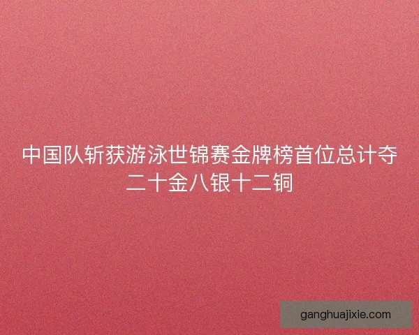 中国队斩获游泳世锦赛金牌榜首位总计夺二十金八银十二铜