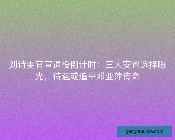 刘诗雯官宣退役倒计时：三大安置选择曝光，待遇或追平邓亚萍传奇
